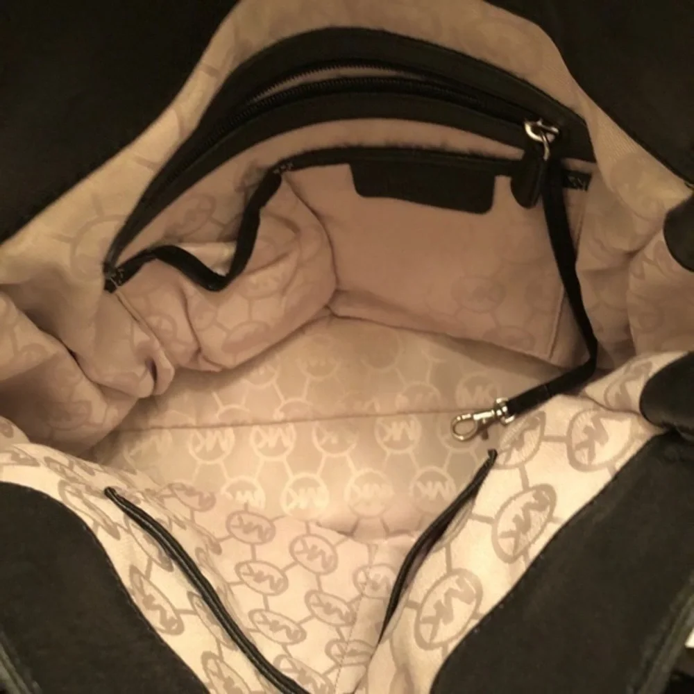 Michael kors black leather large Hamilton tote bag